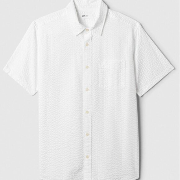 Gap Factory, Seersucker Shirt in Standard Fit, White, Large, EUC - Picture 1 of 4